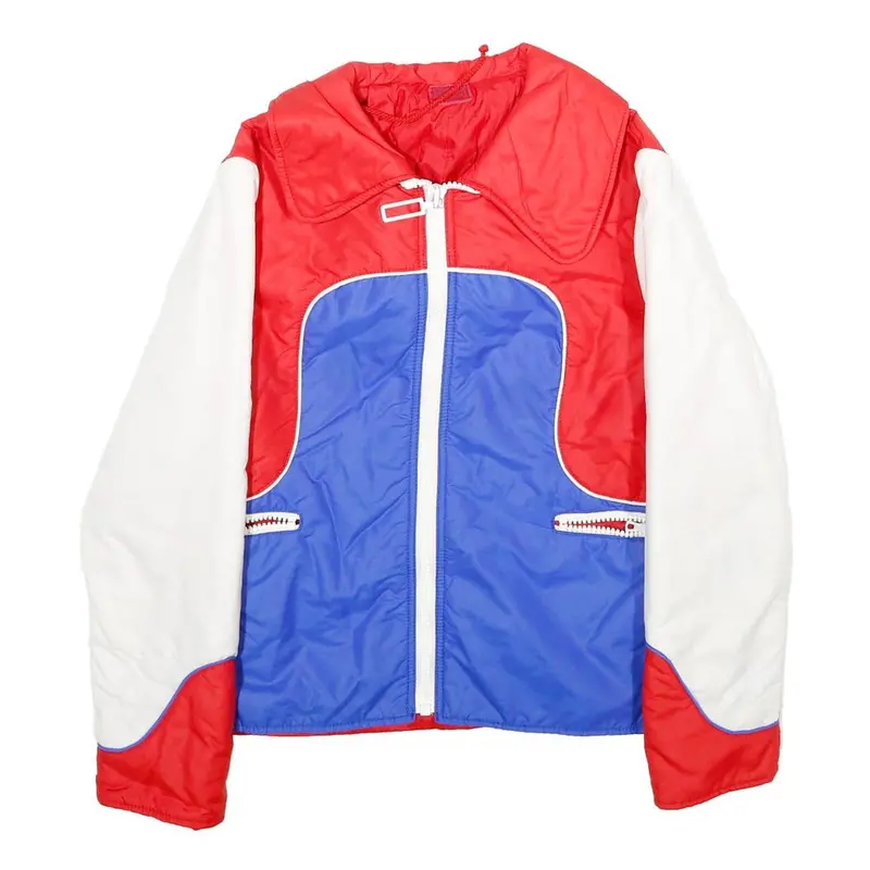 Hcc Womens Red & Blue White Zip Jacket Uk 10 Woven Colourblock Sporty Retro 1
