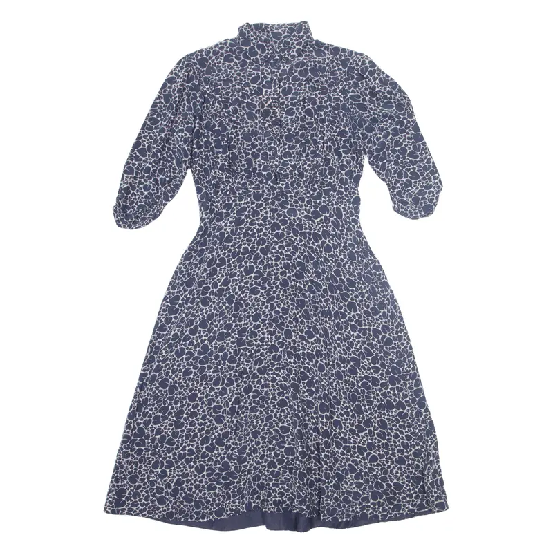 Heart Design Womens A-Line Dress Blue Spotted Midi S 1