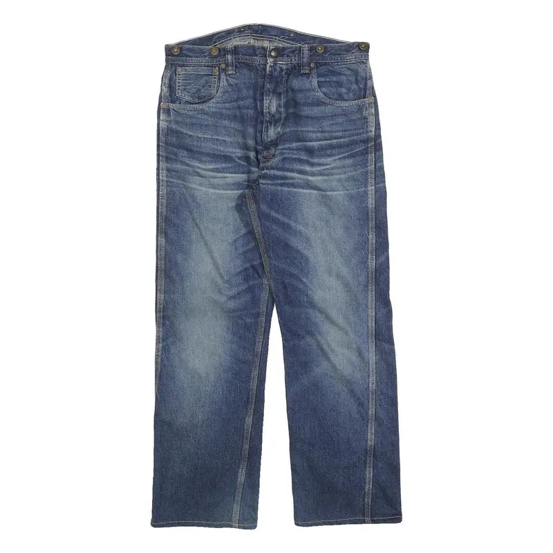 Heller's Cafe Mens Relaxed Denim Blue Jeans Cotton W34 L28 Classic Zip Pockets 1