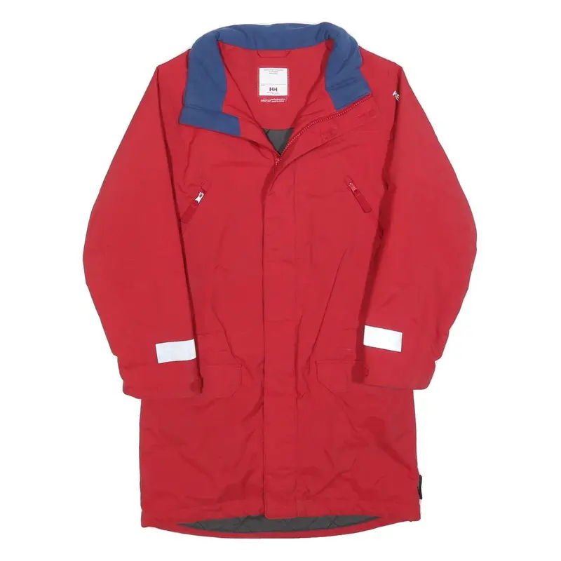 Helly Hansen Boys Red Blue Outdoor Jacket 10Y Polyester Zip Reflective Strips 1