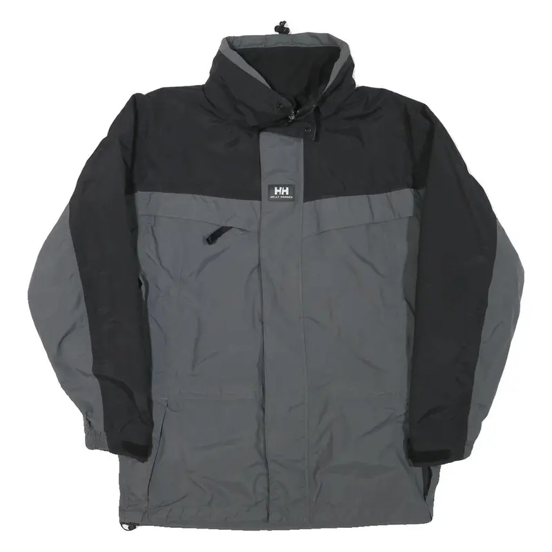 Helly Hansen Mens Black & Grey Outdoor Jacket Xs Polyester Blend Plain Zip 1