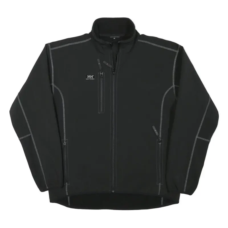 Helly Hansen Mens Black Outdoor Jacket L Polyester Blend Zip Plain Casual Warm 1