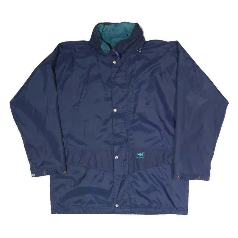 Helly Hansen Mens Navy Blue Jacket Xl Polyester Blend Plain Water Resistant Zip 1
