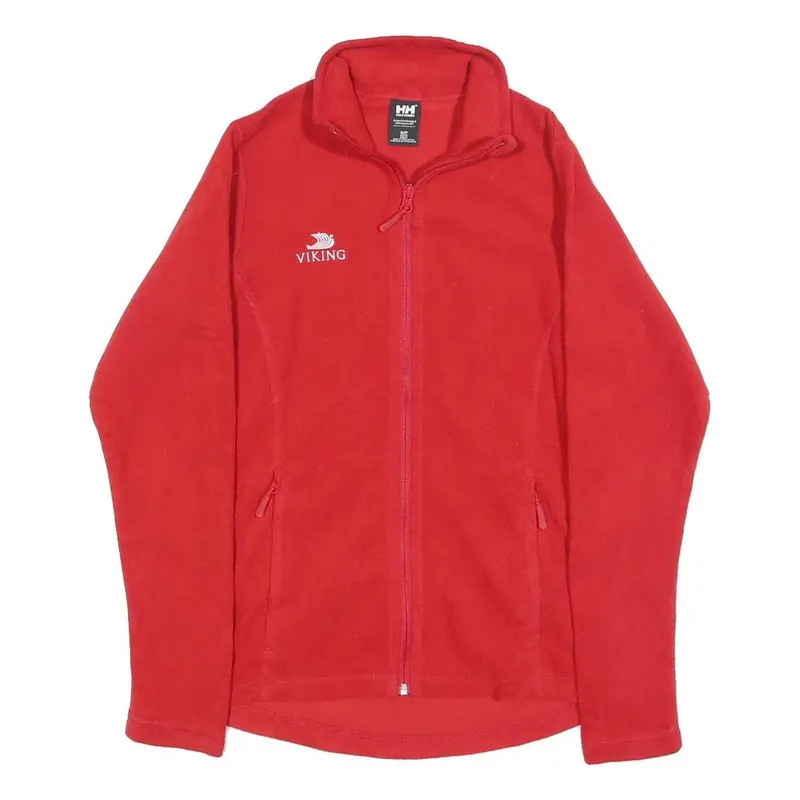 Helly Hansen Womens Red Fleece Jacket S Polyester Zip Casual Outdoor Warmth 1