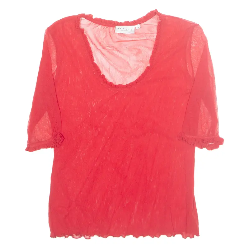 Hennes Sheer Womens Blouse Red L 1