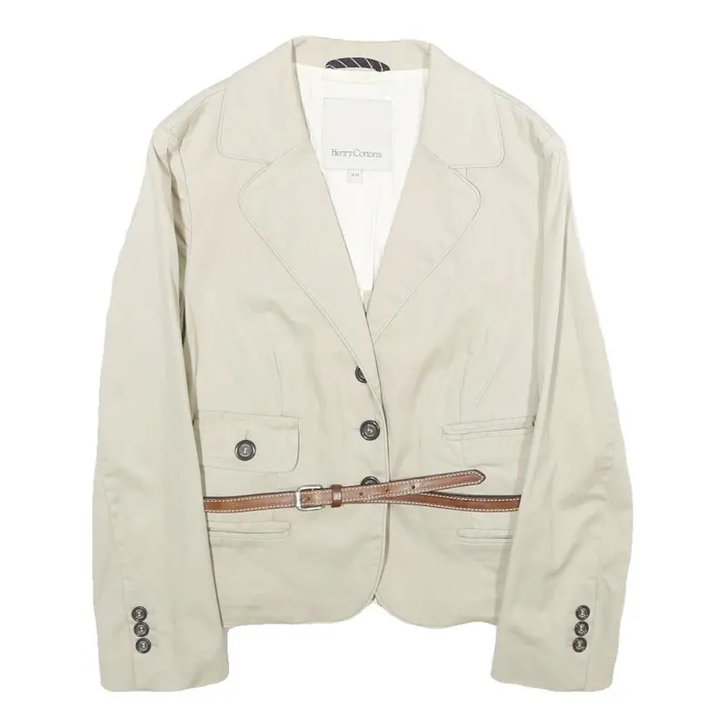 Henry Cottons Womens Beige Cotton Blend Classic Jacket S Button Closure 1