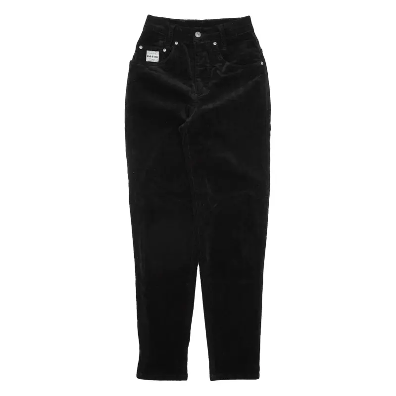 Henry I Siegel Womens Corduroy Trousers Black Regular Tapered W23 L29 1