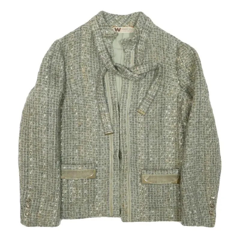 Henry Val Womens Grey Wool Blend Button Jacket S Woven Stylish Lightweight 1