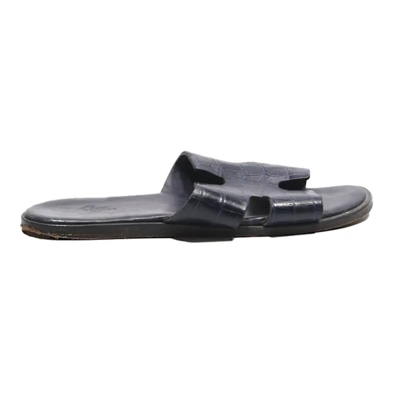 Hermes Slider Sandals Blue Leather Mens Uk 9.5 1
