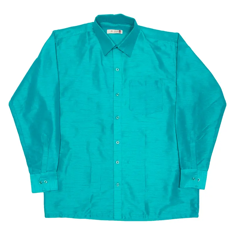 Hi-Style Mens Plain Shirt Green Long Sleeve Xl 1