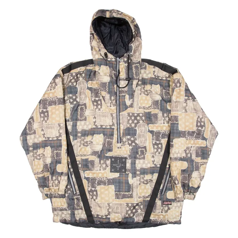 Hibernia Insulated Mens Anorak Jacket Beige Hooded Geometric Xl 1