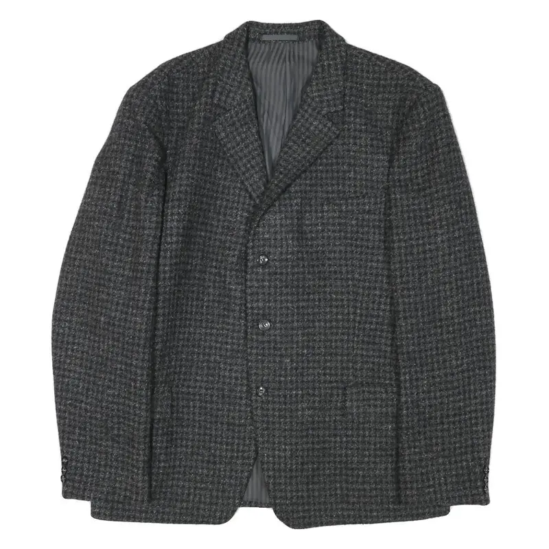 Highwood Mens Grey Wool Blend Button Jacket L Houndstooth Classic Tailored 1