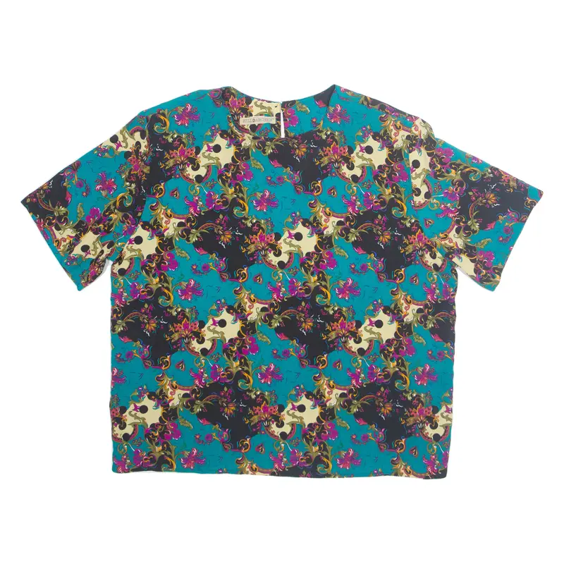 Hill Archer Womens Printed Top Blue Crazy Pattern L 1