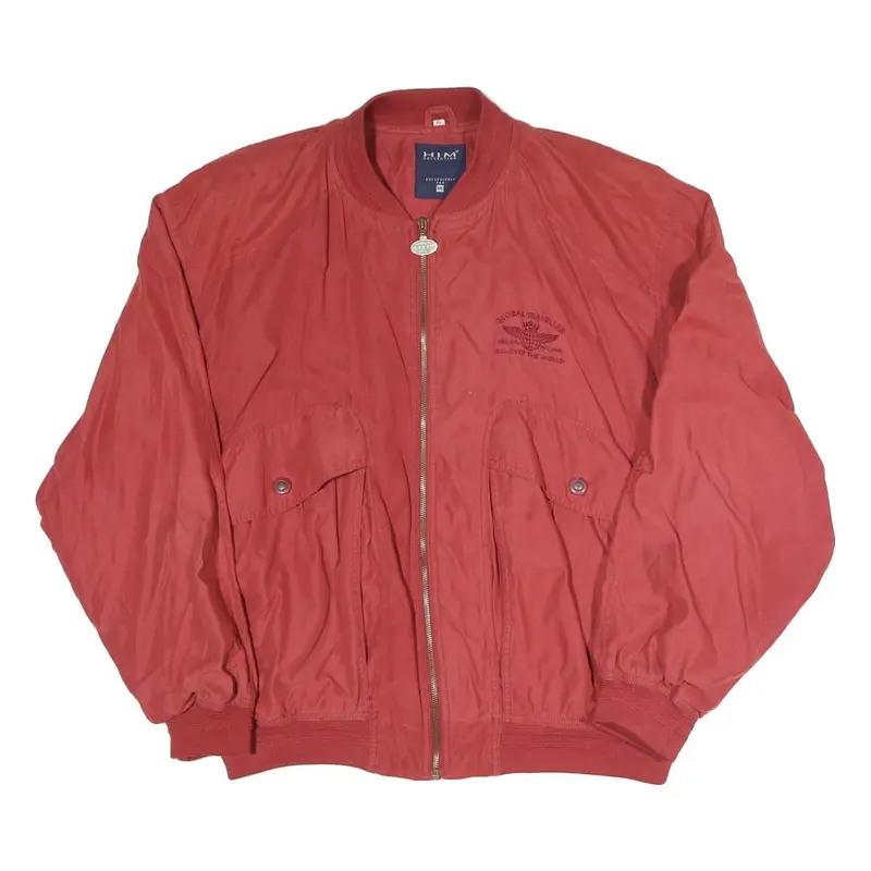 Him Collection Mens Red Bomber Jacket Xl Polyester Blend Plain Zip Comfortable 1