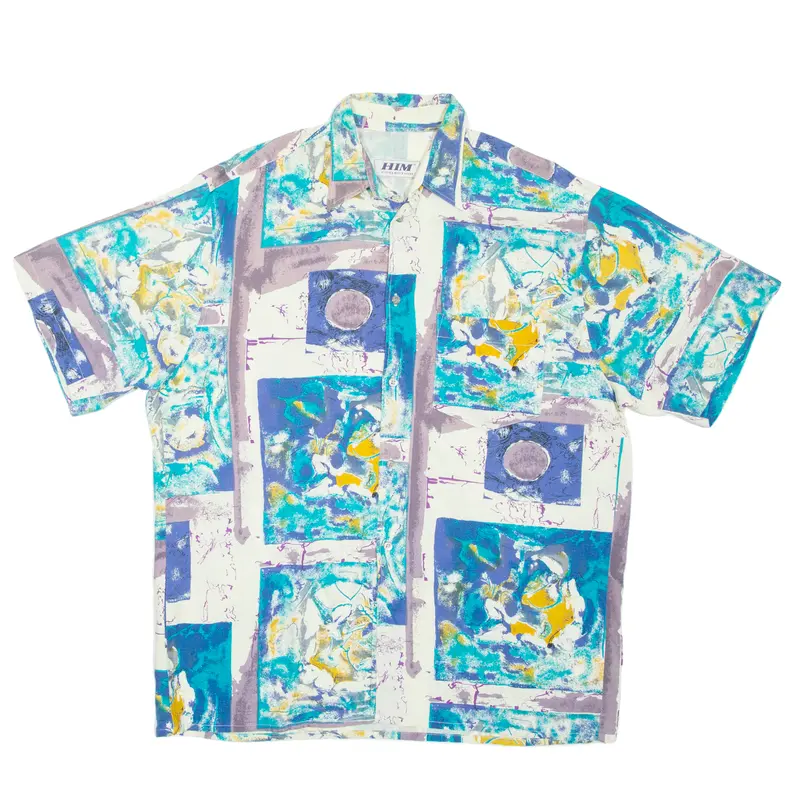 Him Mens Shirt Blue Crazy Pattern L 1