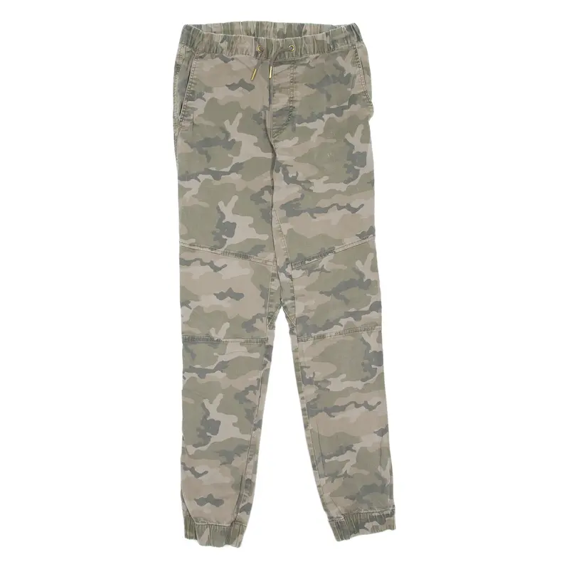 H&M Camo Mens Trousers Green Regular Tapered W25 L28 1