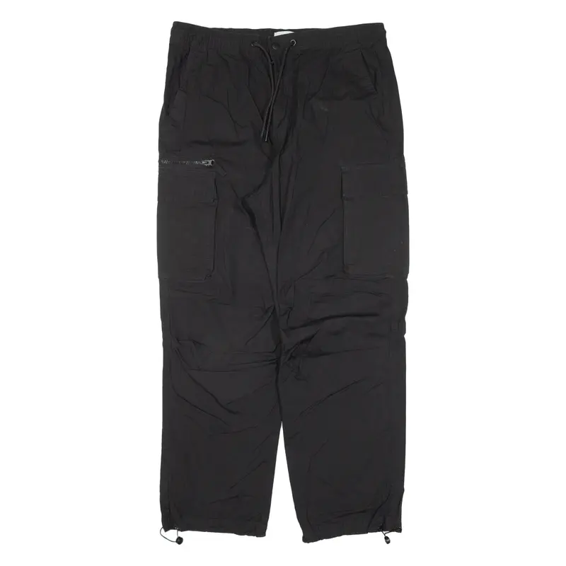 H&M Cargo Womens Trousers Black Relaxed Straight W33 L28 1