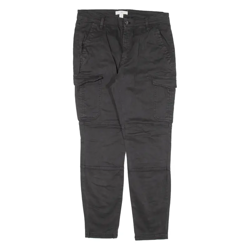 H&M Cargo Womens Trousers Black Slim Tapered W31 L28 1