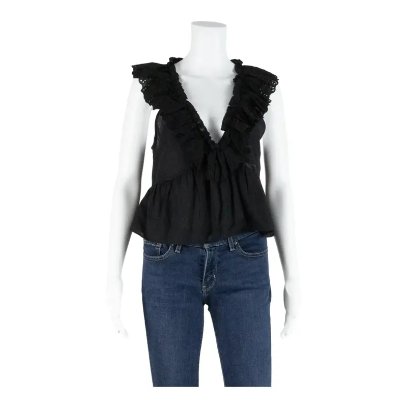 H&M Divided Womens Smock Top Black V-Neck Sleeveless S 1