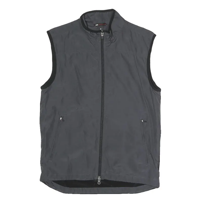 H&M Mens Black & Grey Sleeveless Zip Jacket S Polyester Blend Outdoor Vest 1