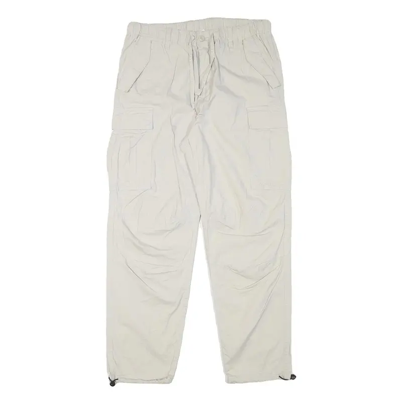 H&M Mens Cotton Blend Beige Regular Fit Cargo Trousers W30 L28 Casual Outdoor 1