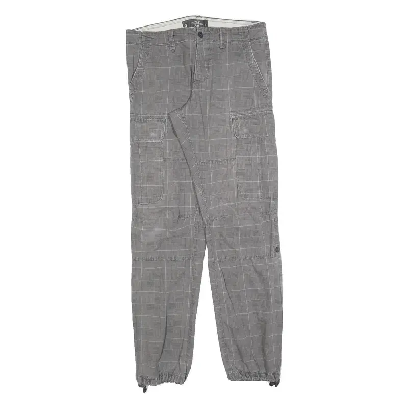 H&M Mens Cotton Blend Grey Regular Cargo Trousers W34 L34 Utility Casual Zip 1