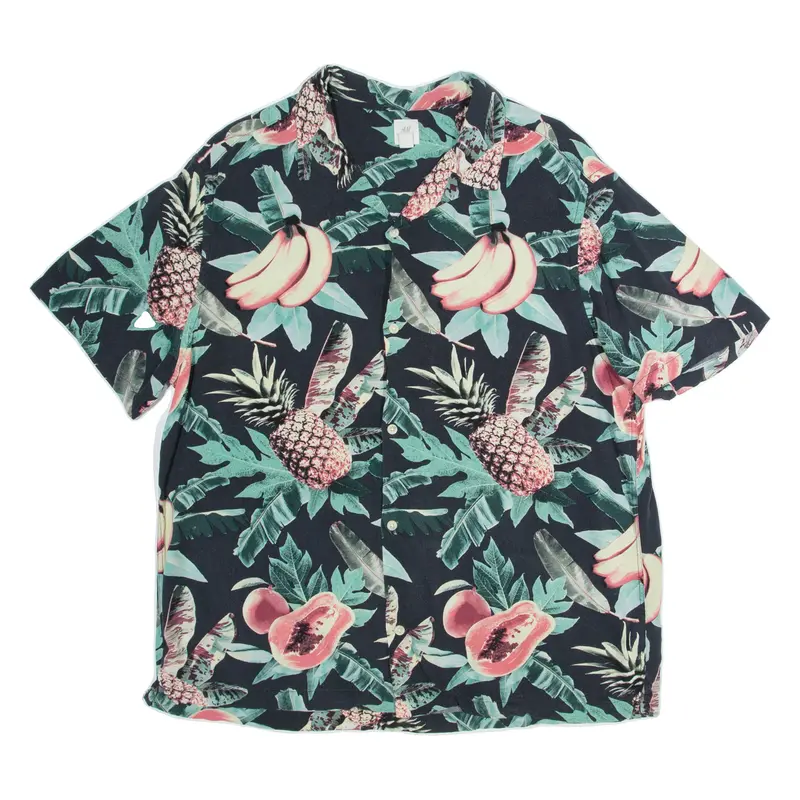 H&M Mens Hawaiian Shirt Black L 1