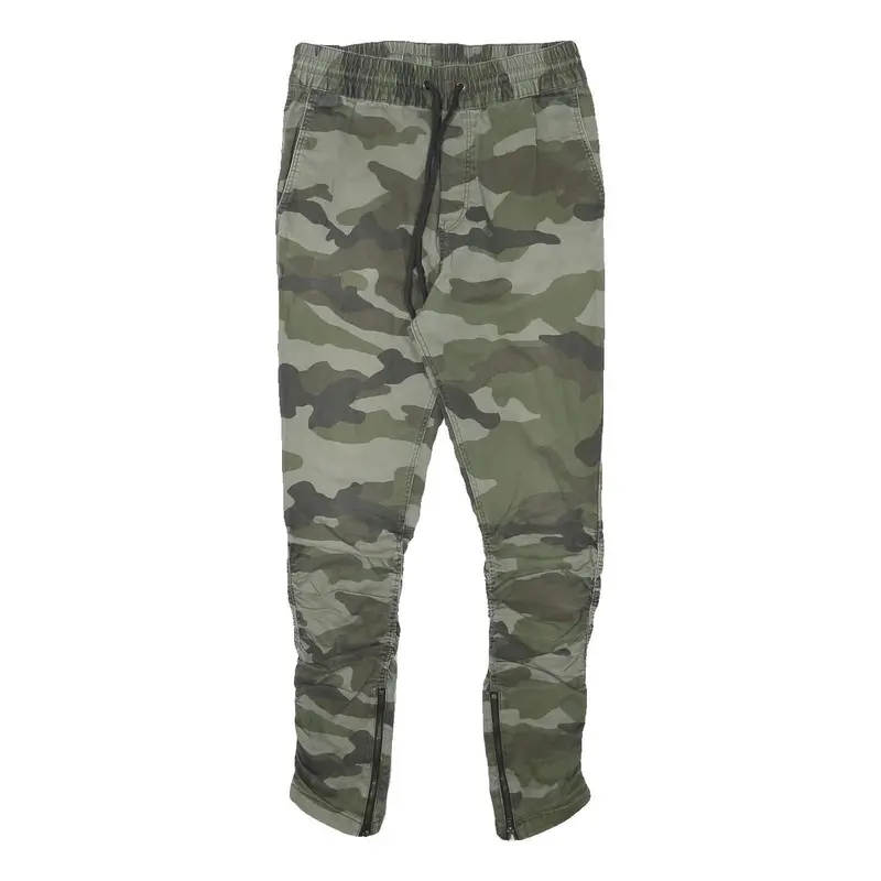 H&M Mens Slim Fit Camouflage Drawstring Trousers W28 L27 Casual Comfortable 1
