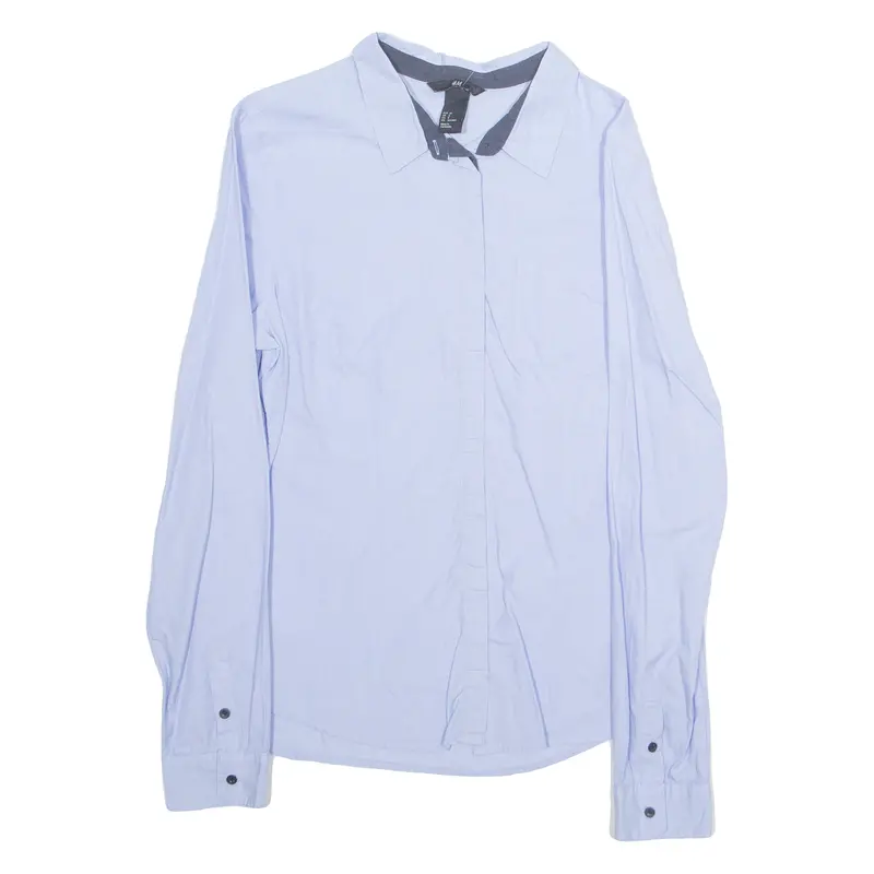 H&M Womens Bardot Shirt Purple Collared Long Sleeve S 1