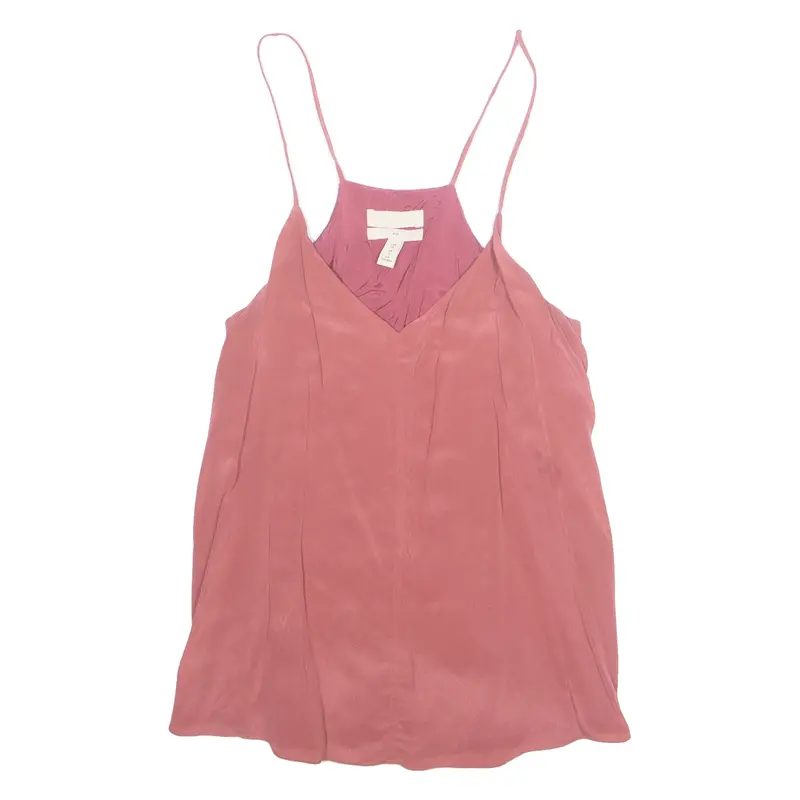 H&M Womens Camisole Top Pink V-Neck Sleeveless Silk Xs 1