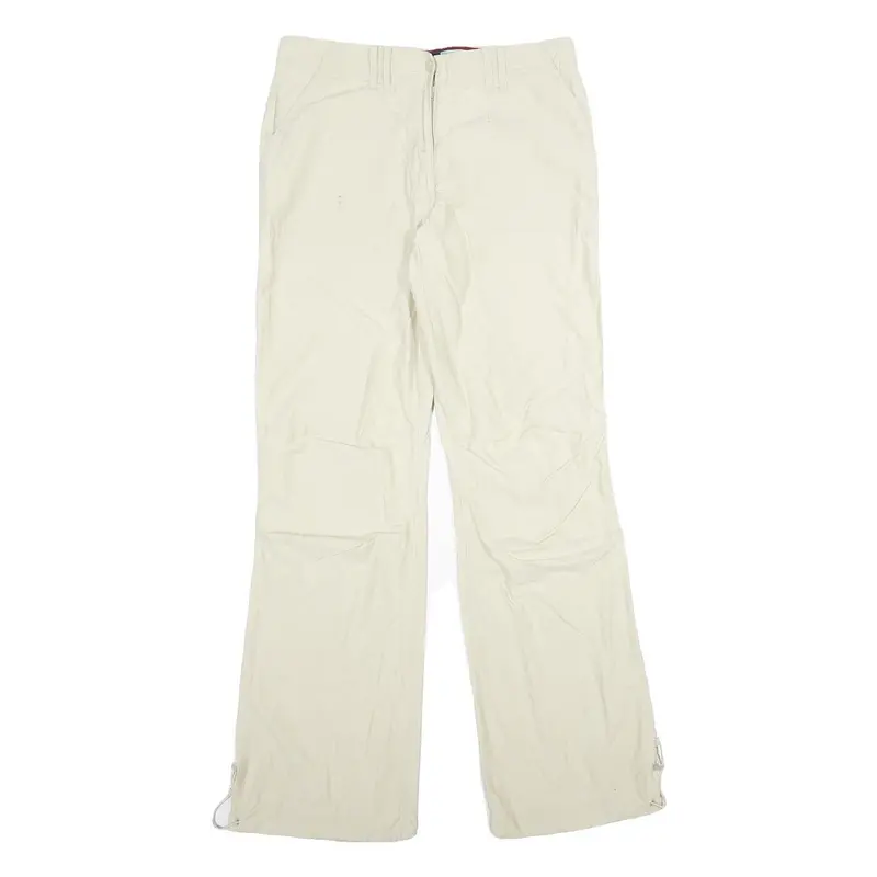 H&M Womens Cotton Blend Beige Regular Fit Straight Leg Trousers W28 L32 1