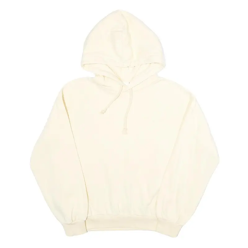 H&M Womens Cream Hoodie Xs Cotton Blend Pullover Casual Essentials 1