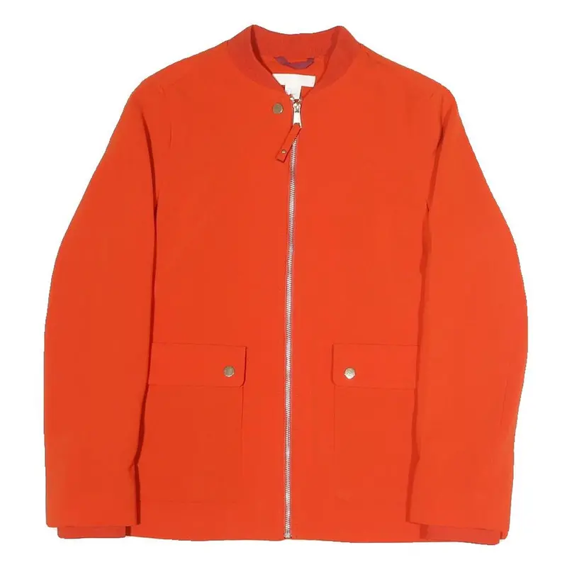 H&M Womens Orange Jacket S Polyester Blend Plain Zip Casual Lightweight 1