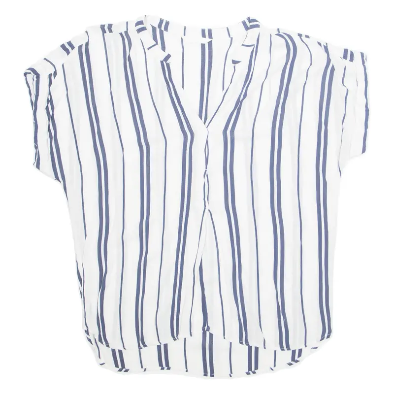 H&M Womens Printed Blouse Blue Striped L 1