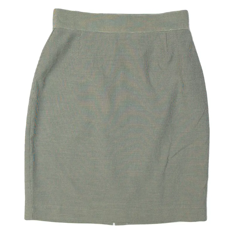H&M Womens Straight Skirt Beige Knee Length Viscose Houndstooth S 1