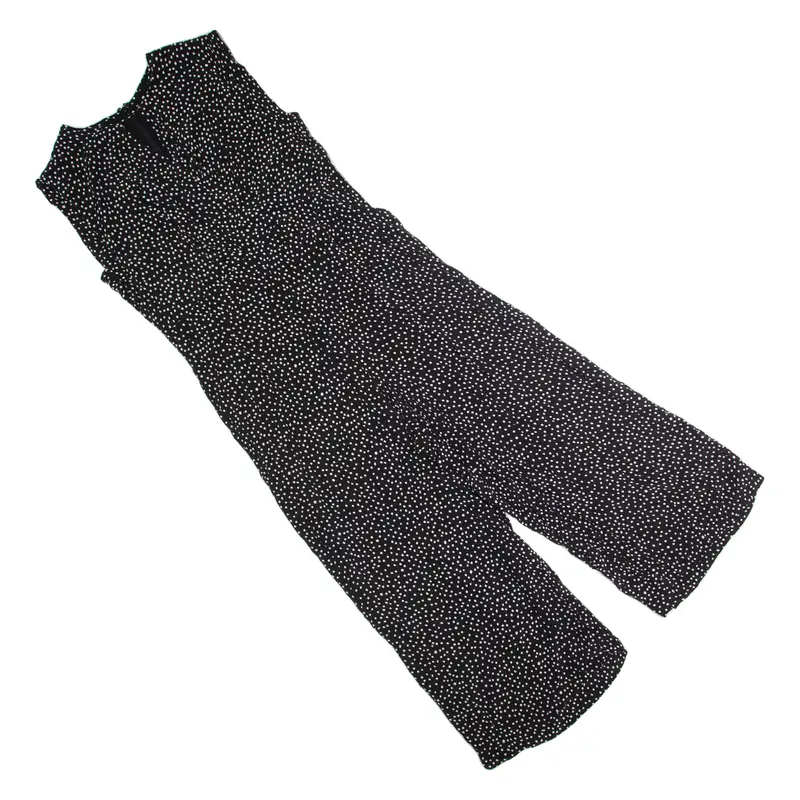 Hobbs Keyhole Neck Womens Jumpsuit Black Polka Dot Wide-Leg Uk 14 1