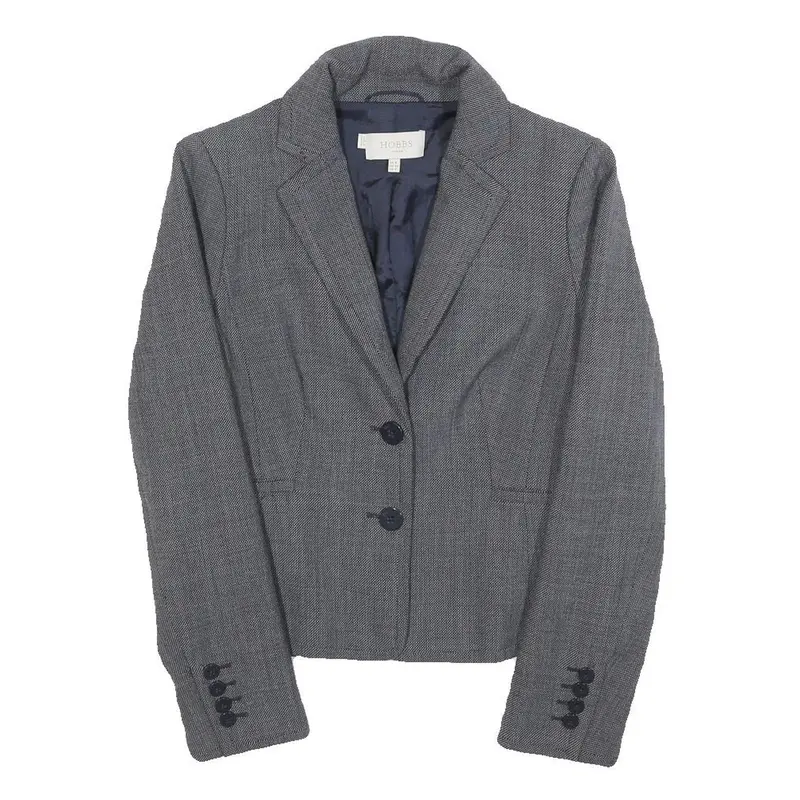 Hobbs London Womens Grey Wool Blend Tailored Jacket Uk 8 Plain Button Closure 1