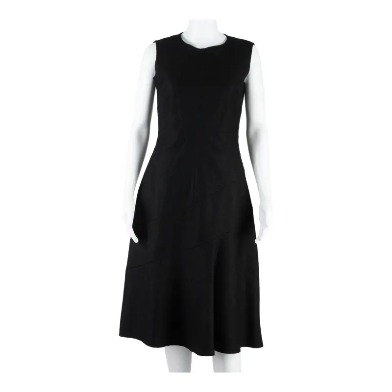 Hobbs Womens A-Line Dress Black Wool Sleeveless Midi Uk 10 1