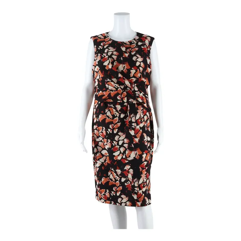 Hobbs Womens Pencil Dress Black Crazy Pattern Sleeveless Midi Uk 14 1