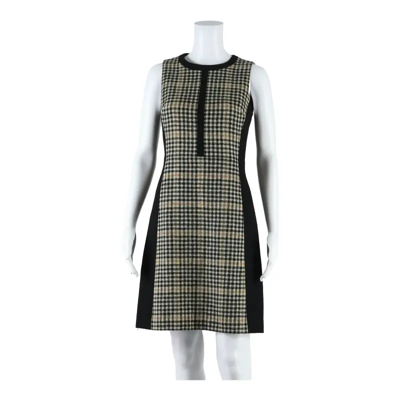 Hobbs Womens Pencil Dress Black Wool Check Sleeveless Midi Uk 8 1