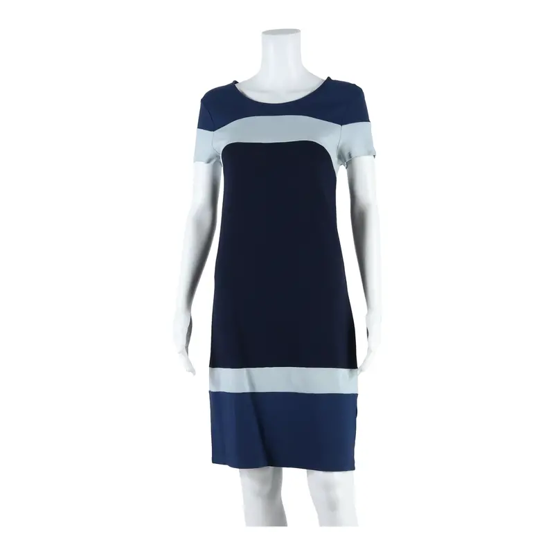 Hobbs Womens T-Shirt Dress Blue Colourblock Short Sleeve Midi Uk 8 1