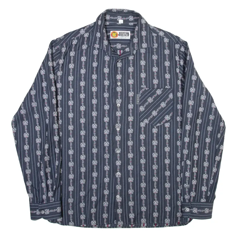 Hockey Country Mens Shirt Blue Striped Long Sleeve M 1