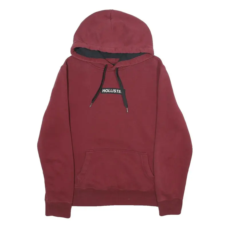 Hollister Mens Maroon Hoodie S Cotton Blend Pullover Hooded Sweatshirt 1