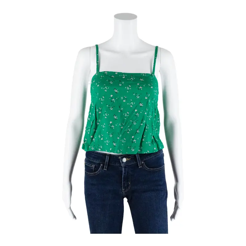 Hollister Womens Camisole Vest Green Sleeveless Viscose Floral S 1