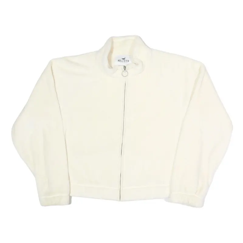 Hollister Womens White Polyester Blend Zip Jacket L Fleece Casual Essential 1