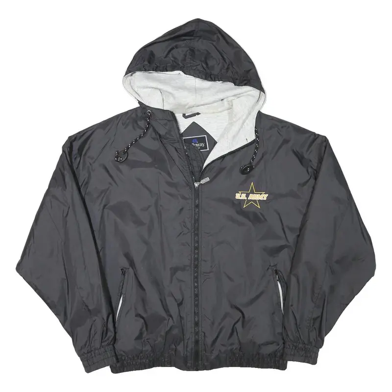 Holloway Mens Black U.S. Army Logo Lightweight Zip Jacket L Polyester Blend 1