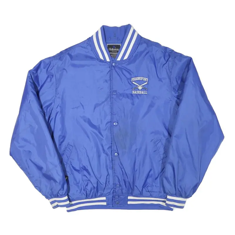 Holloway Mens Blue Baseball Button Jacket M Polyester Blend Varsity Sports 1