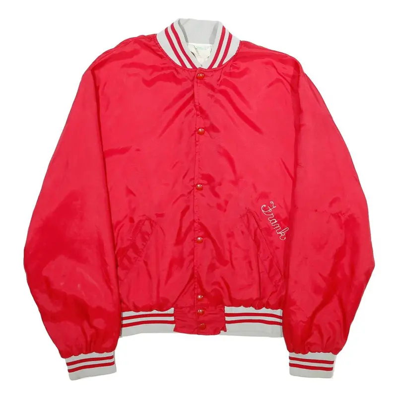 Holloway Mens Red & White Varsity Jacket Xl Nylon Button Bomber Classic Casual 1