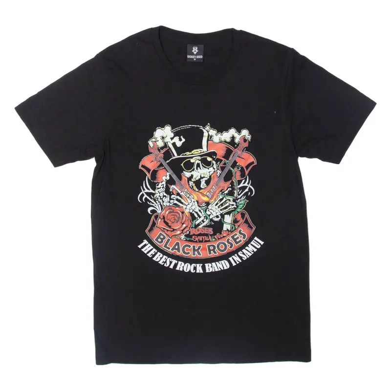 Honey Bird Black Roses Mens Band T-Shirt Black M 1
