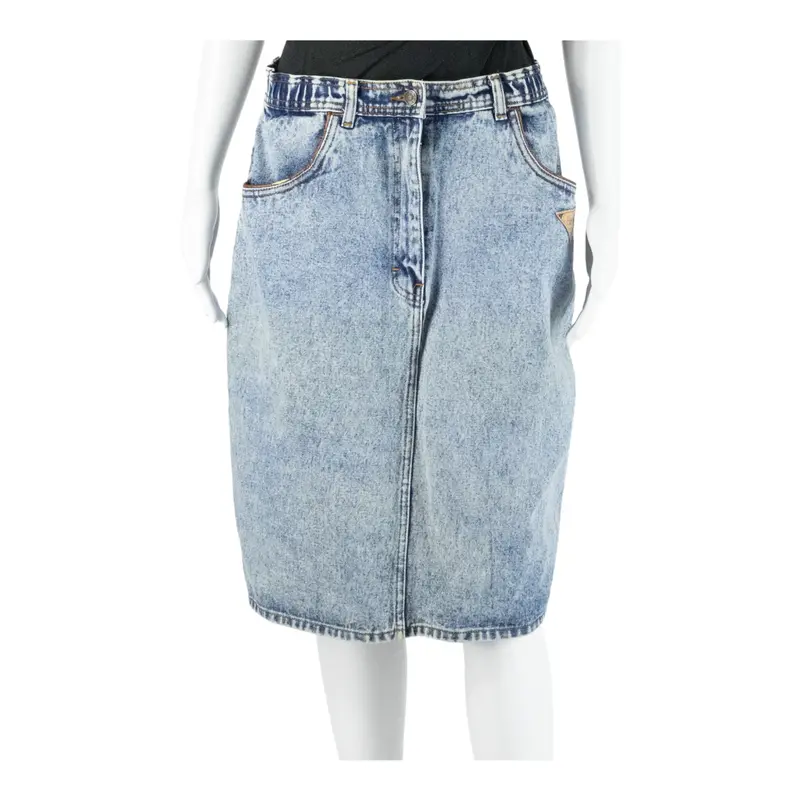 Hotline Womens Straight Skirt Blue Knee Length Denim M 1
